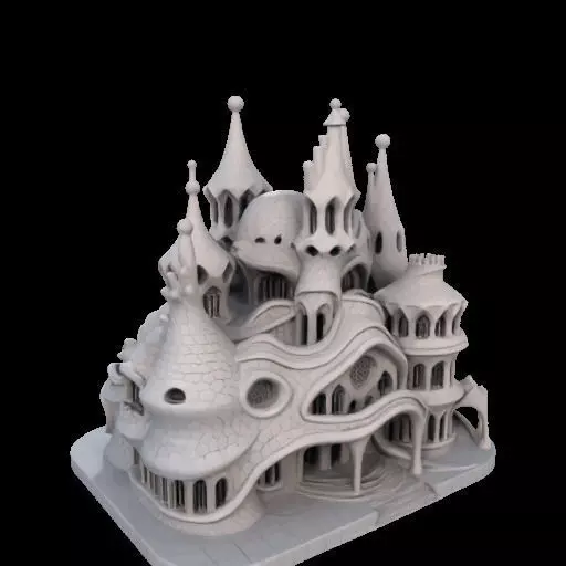 Surreal Gothic Fantasy Building 3D print model_13
