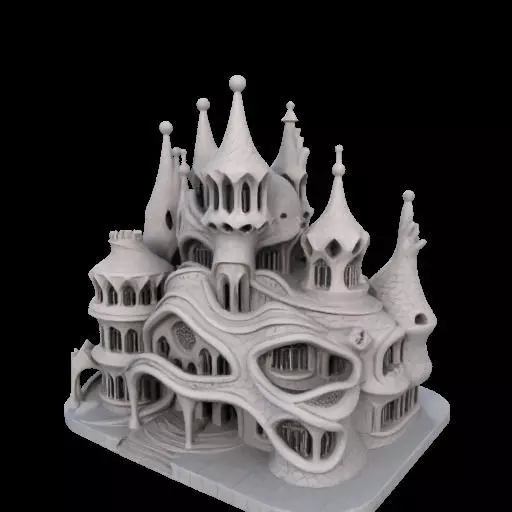Surreal Gothic Fantasy Building 3D print model_23