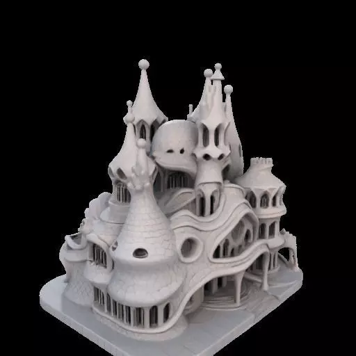 Surreal Gothic Fantasy Building 3D print model_14