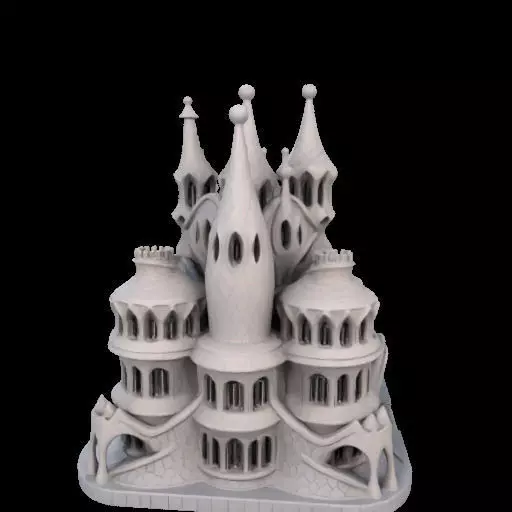 Surreal Gothic Fantasy Building 3D print model_30