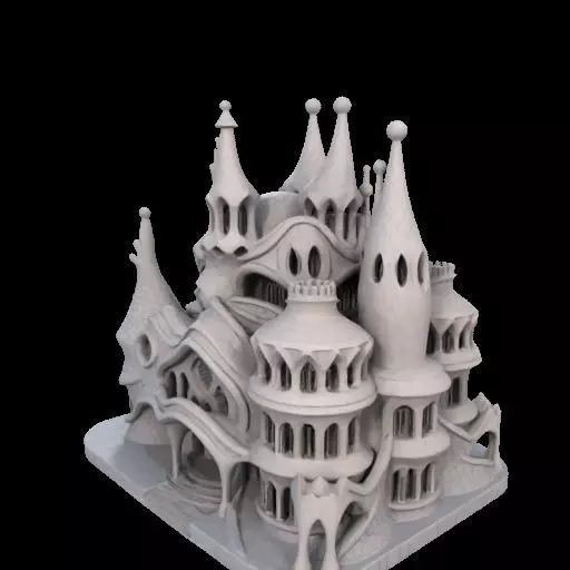 Surreal Gothic Fantasy Building 3D print model_6