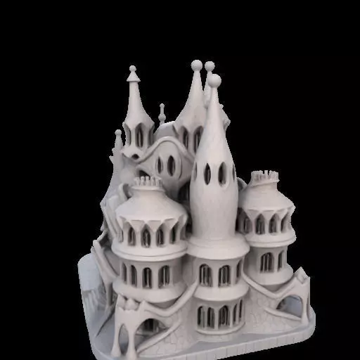 Surreal Gothic Fantasy Building 3D print model_32