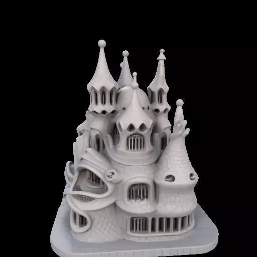 Surreal Gothic Fantasy Building 3D print model_19
