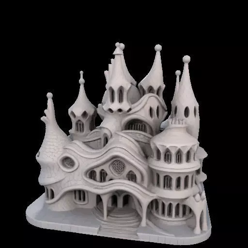 Surreal Gothic Fantasy Building 3D print model_9