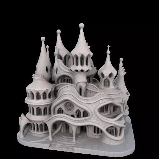 Surreal Gothic Fantasy Building 3D print model_25