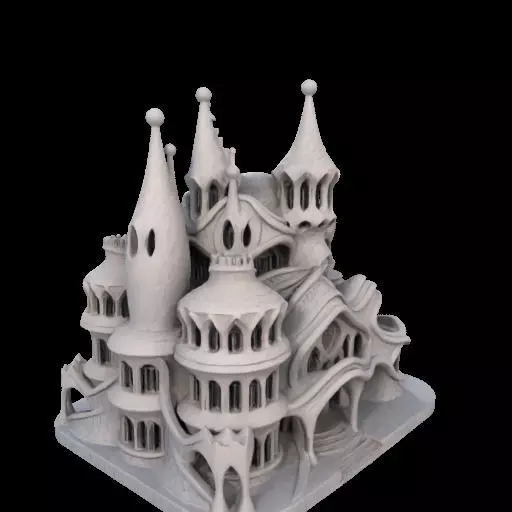 Surreal Gothic Fantasy Building 3D print model_27