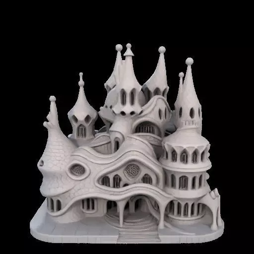Surreal Gothic Fantasy Building 3D print model_10