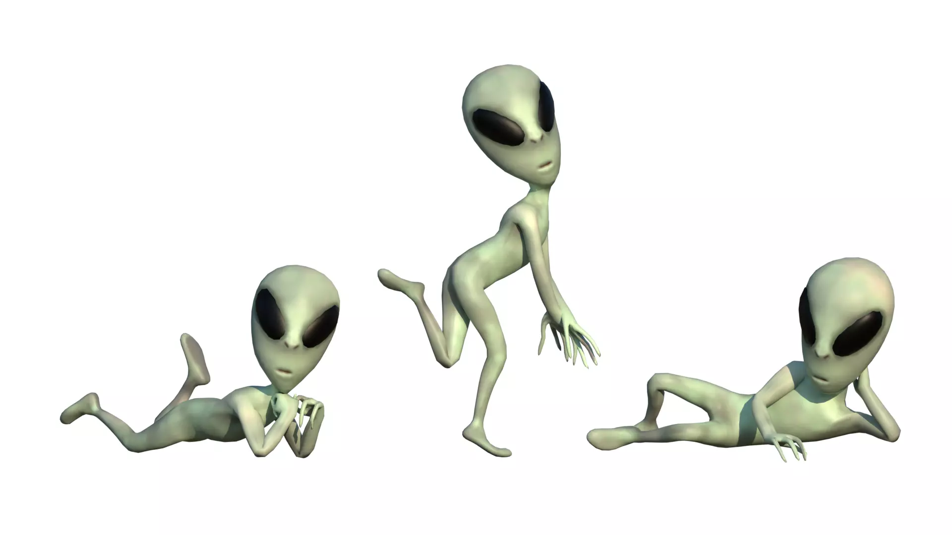 Stylized Alien 3D Model Humanoid Extraterrestrial Character Low-poly 3D model_3