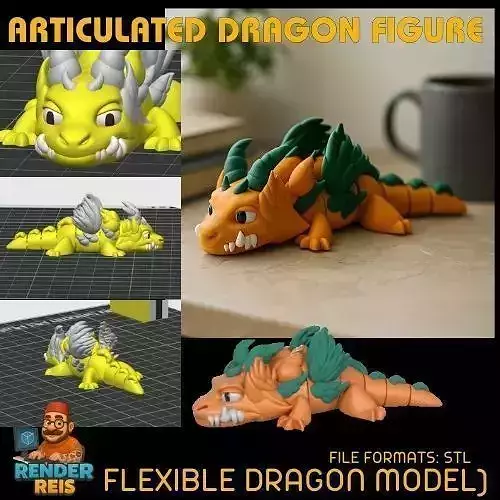 Articulated Dragon Figure Flexible Dragon Model