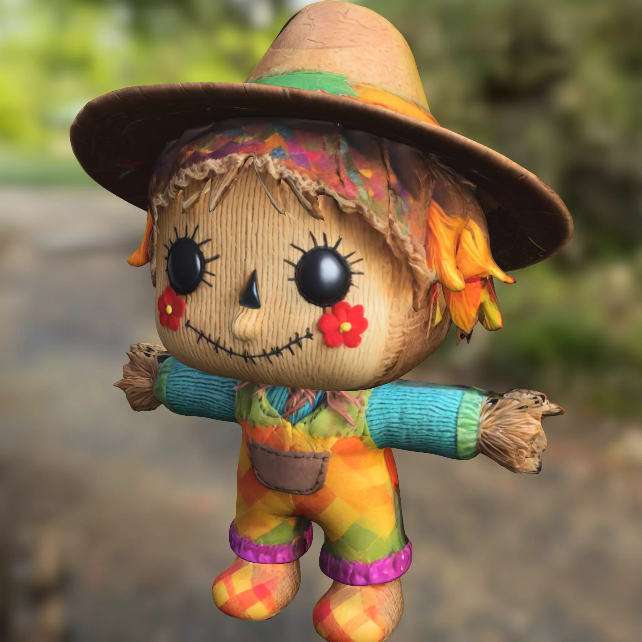 Scarecrow decorative funny Low-poly 3D model