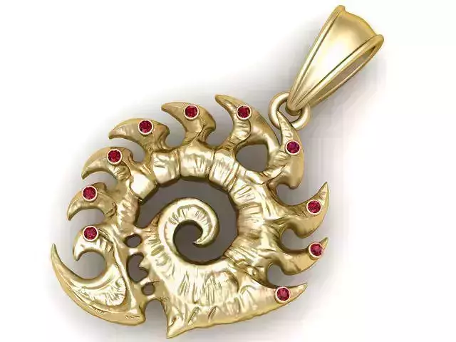 Gold flame pendant  3D printable model  