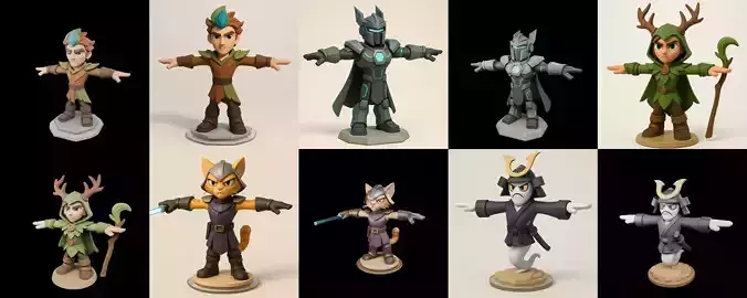 Figurine Stylized bundle 8 pack 100 glb