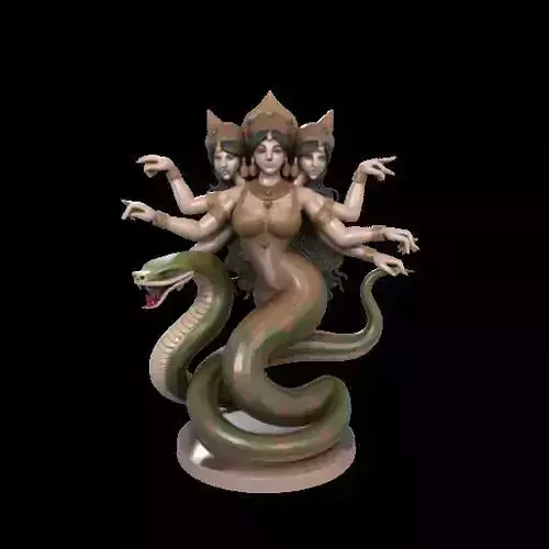 1929Indian Serpent Woman Dancer on Pedestal  magic