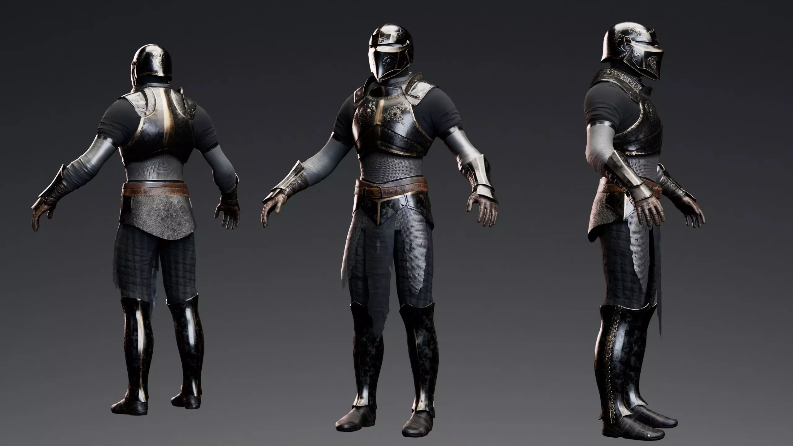 Medium Armored Warrior Knight V1 - Unity Project Low-poly 3D model_5