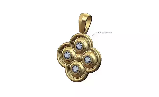 Diamond gothic clover pendant and charm with bail