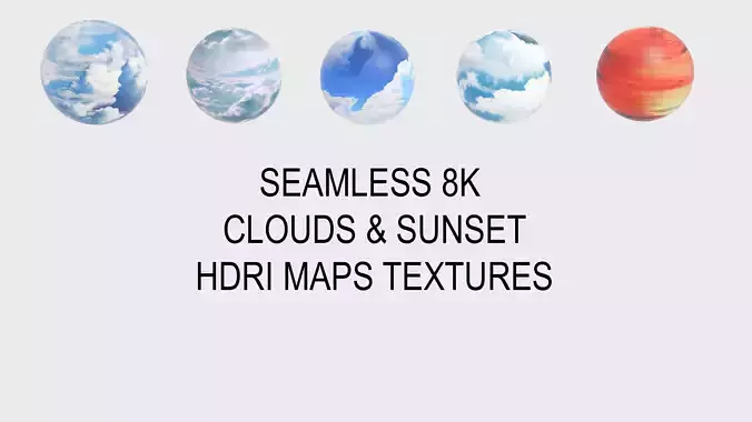 8K HDR 5 Clouds and Sunset PNG Seamless Textures