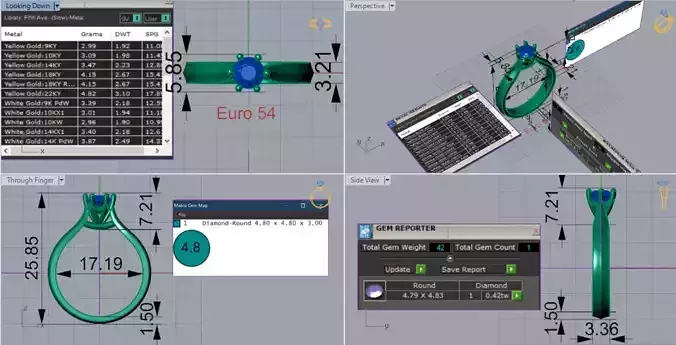 White Gold Diamond Solitaire STL Ring 54 Model sr0095 3D print model