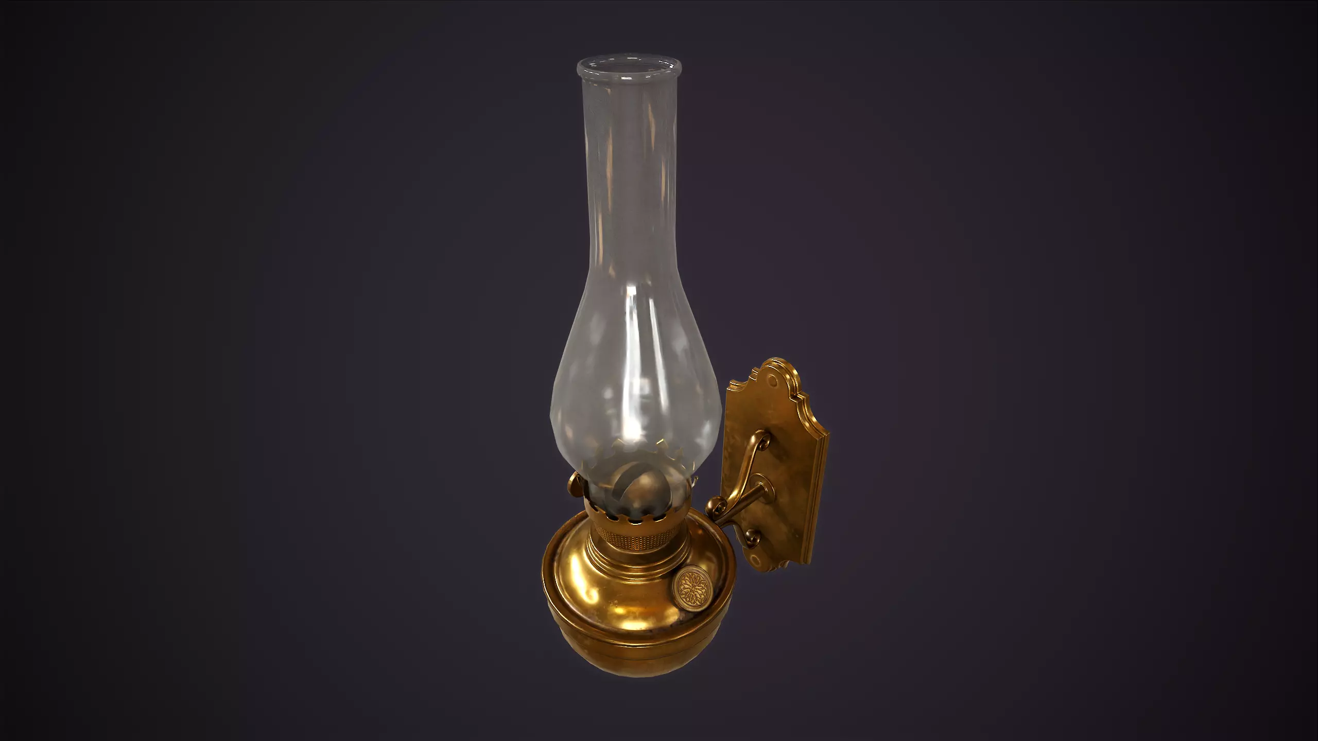 Wall kerosene lamp Low-poly 3D model_4