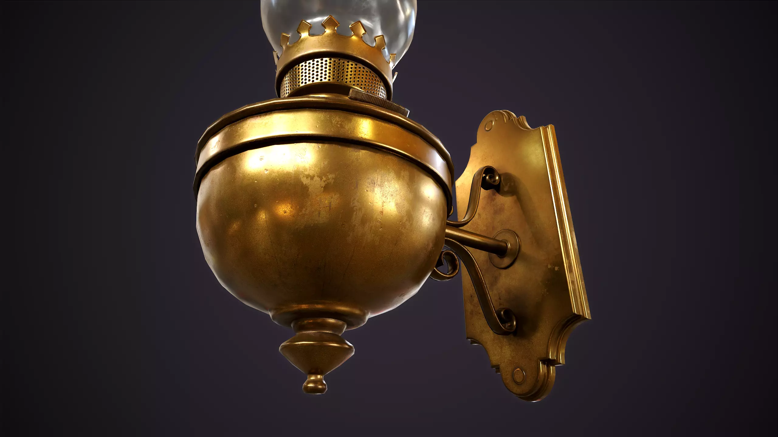 Wall kerosene lamp Low-poly 3D model_7