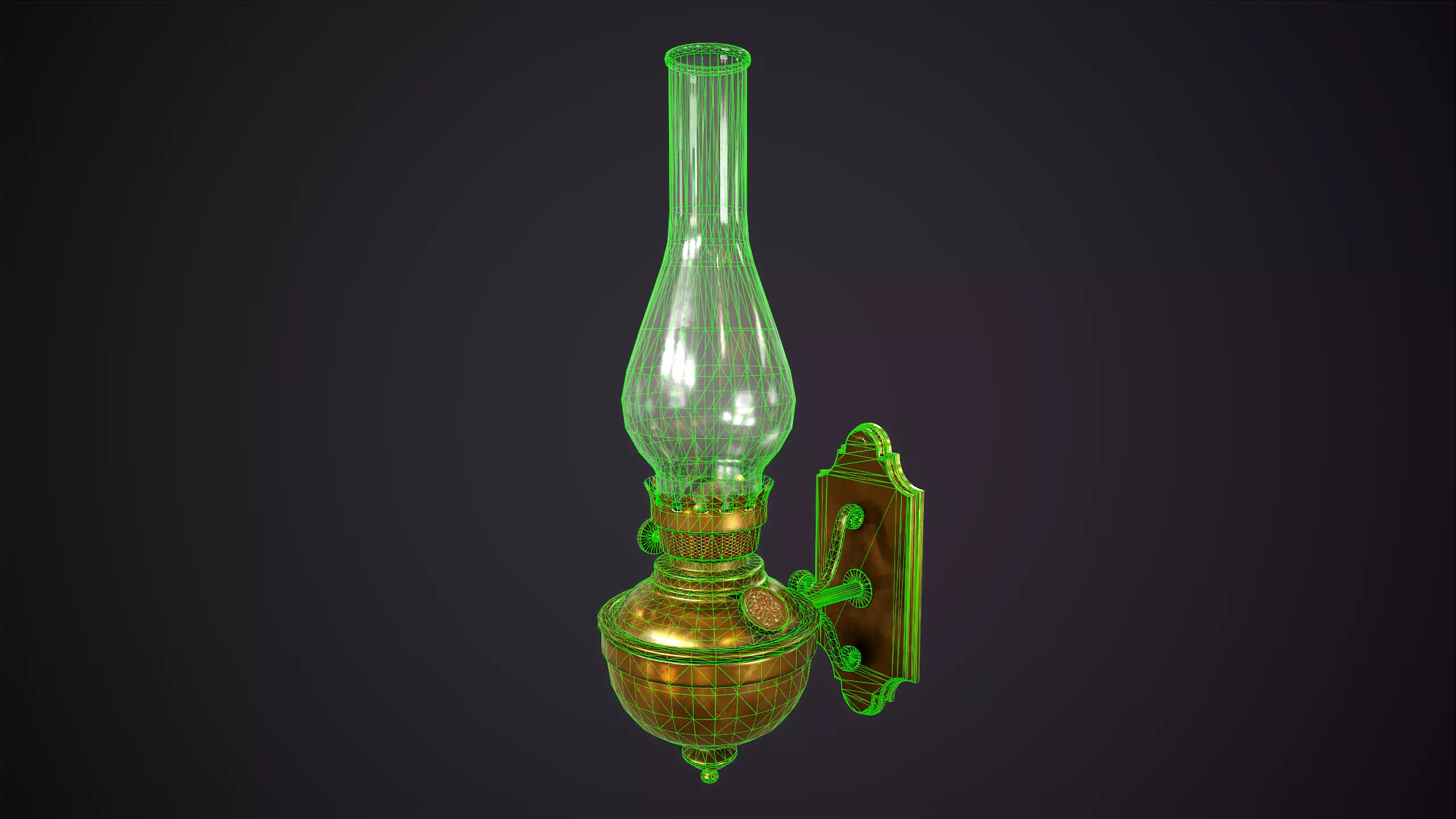 Wall kerosene lamp Low-poly 3D model_9
