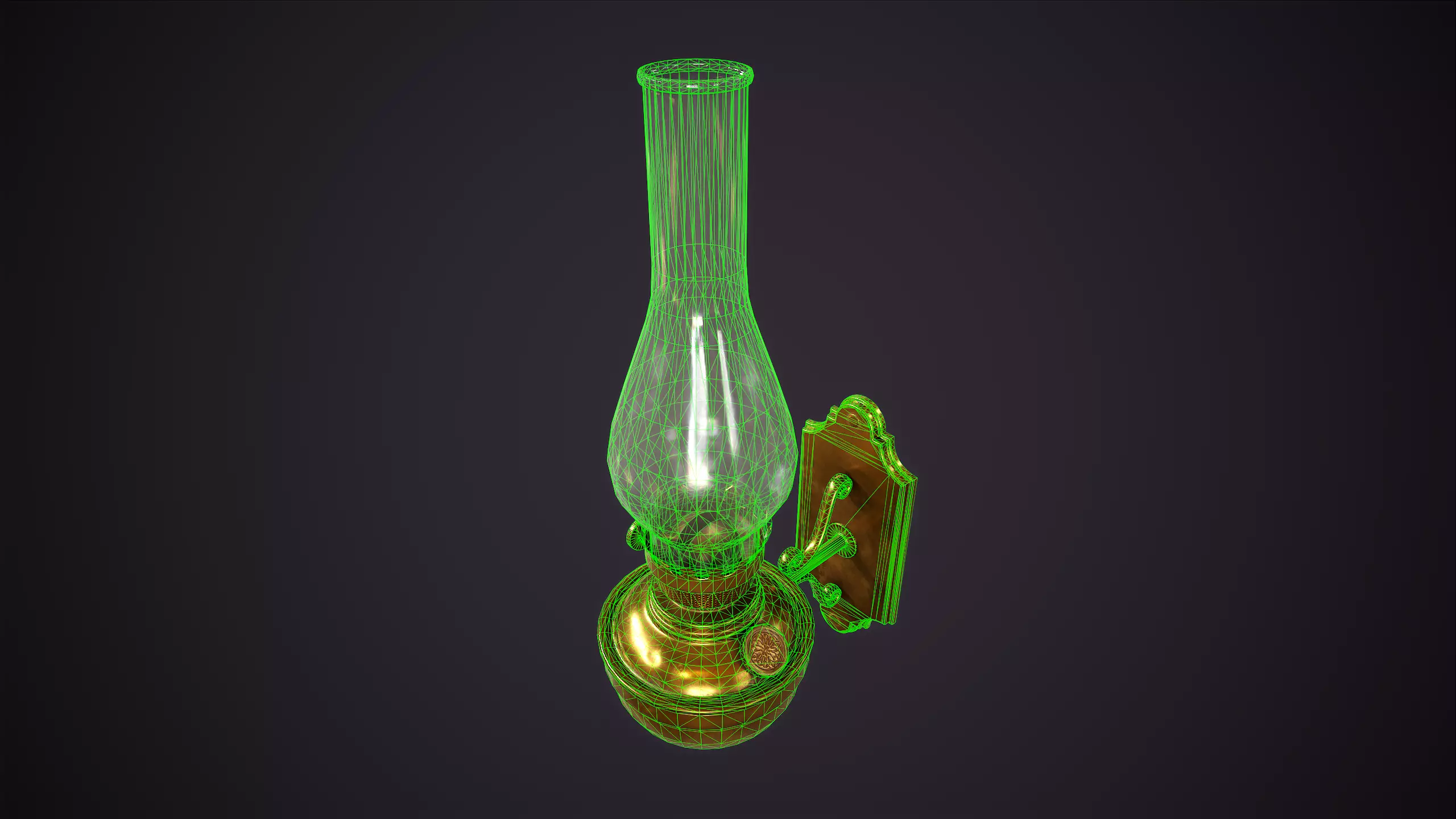 Wall kerosene lamp Low-poly 3D model_10