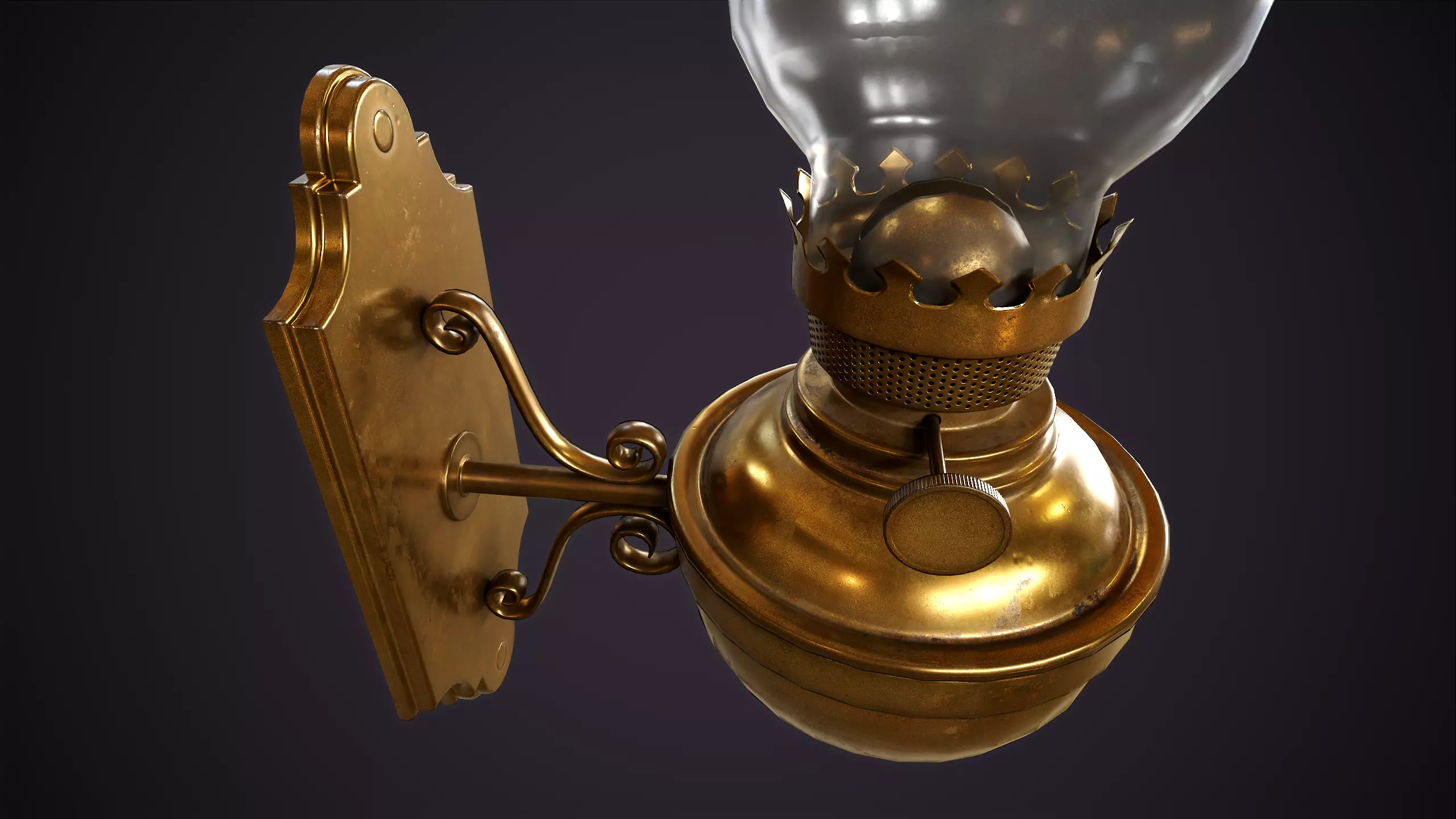Wall kerosene lamp Low-poly 3D model_5