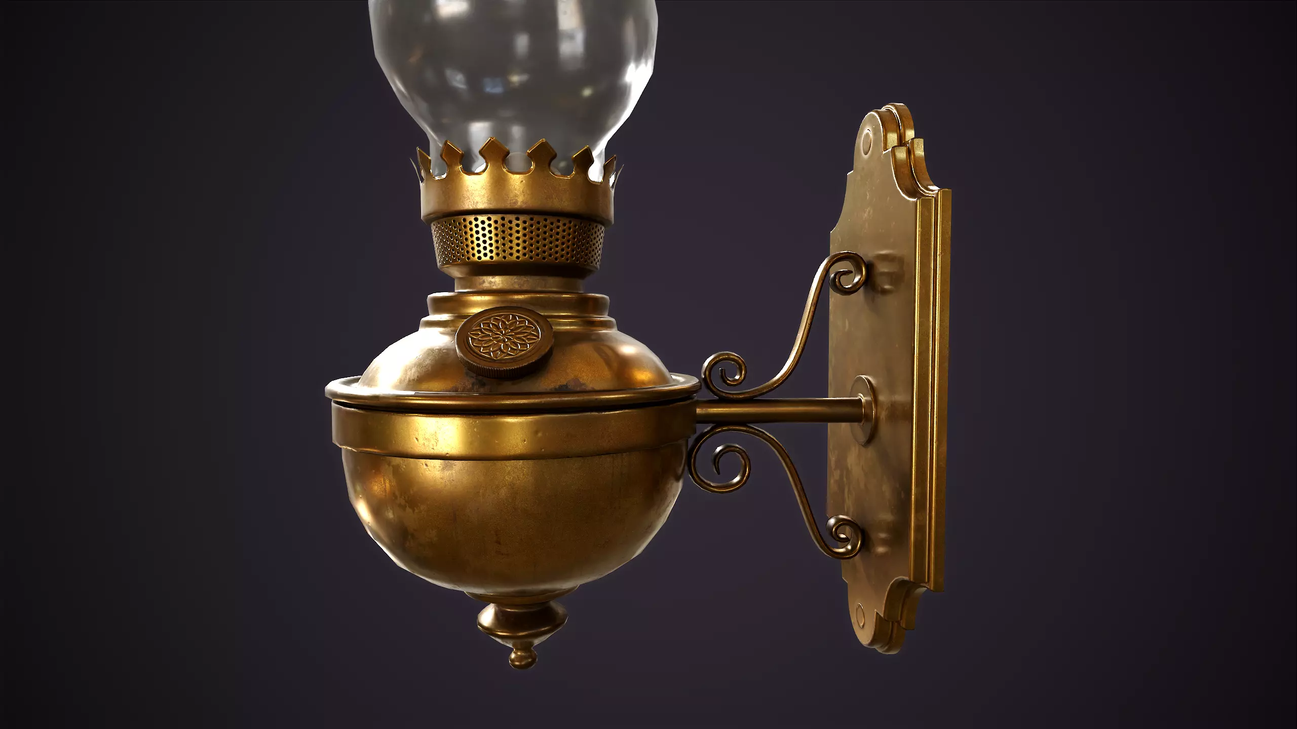Wall kerosene lamp Low-poly 3D model_6
