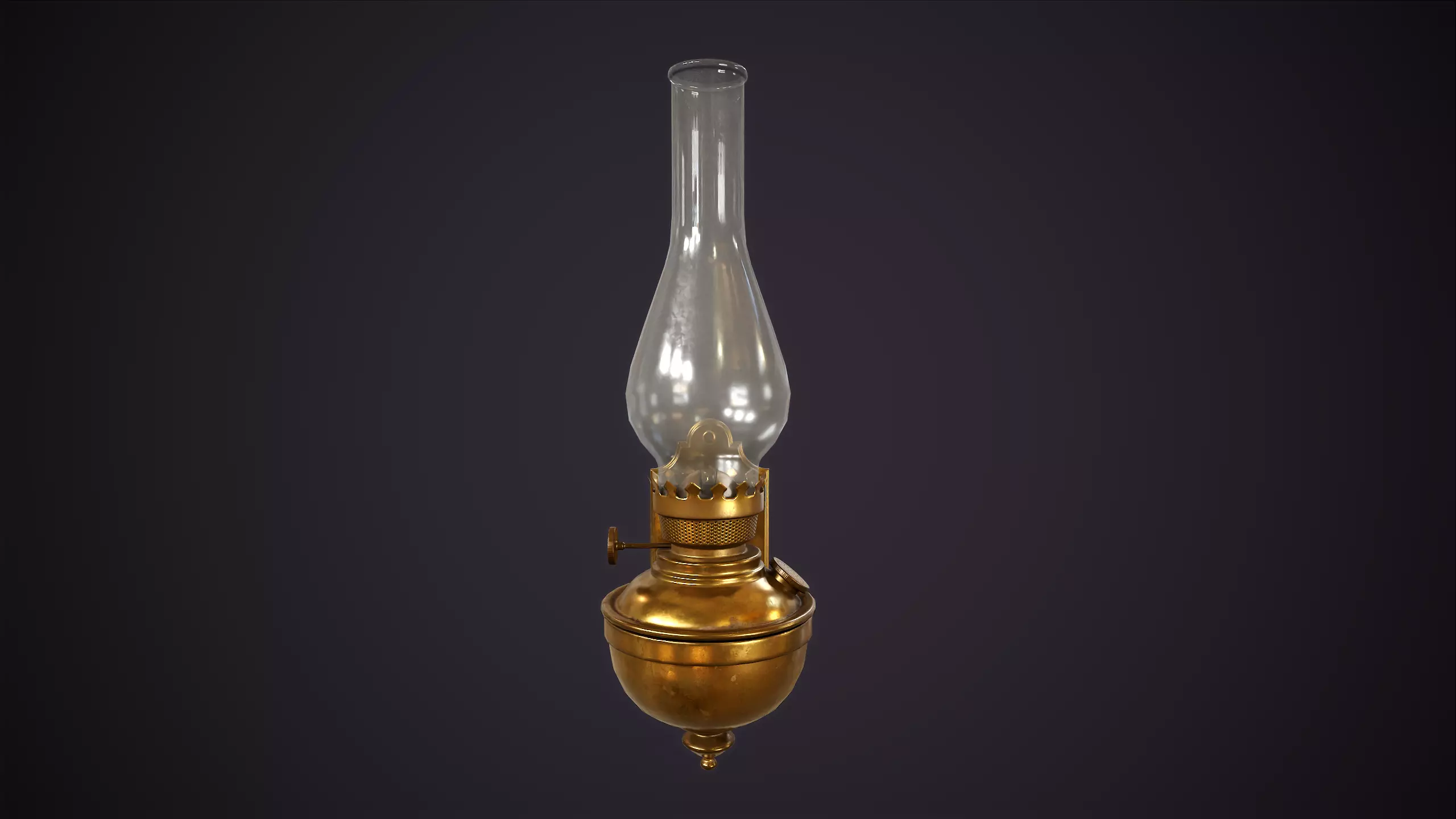 Wall kerosene lamp Low-poly 3D model_3