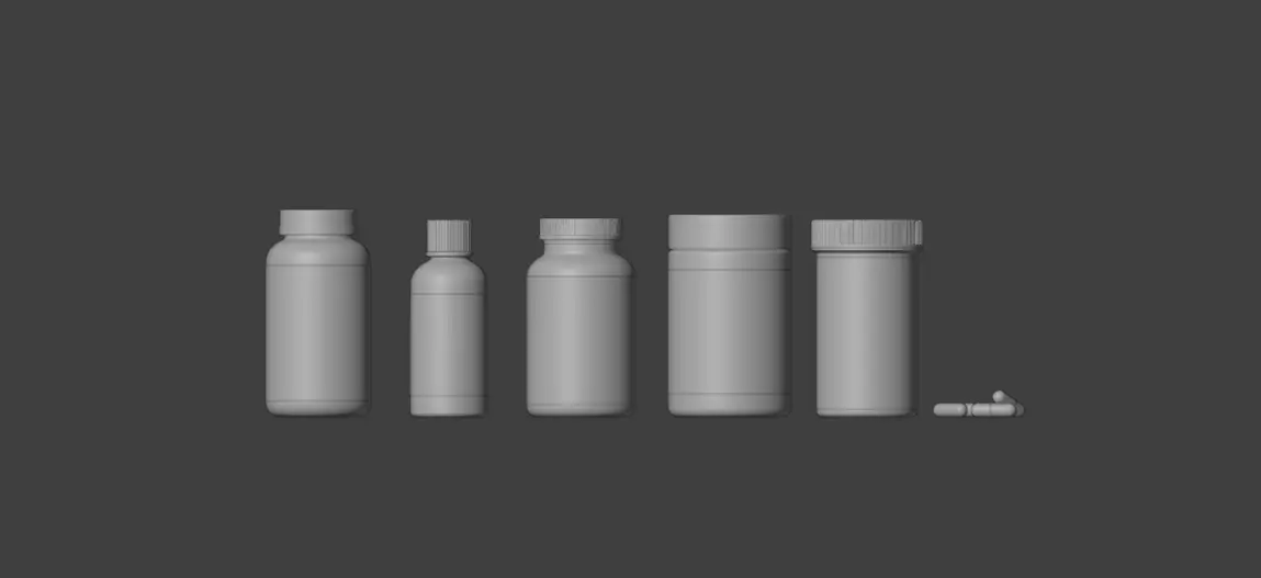Realistic Supplement Bottle and Jar 3D Mockup 3D model_4