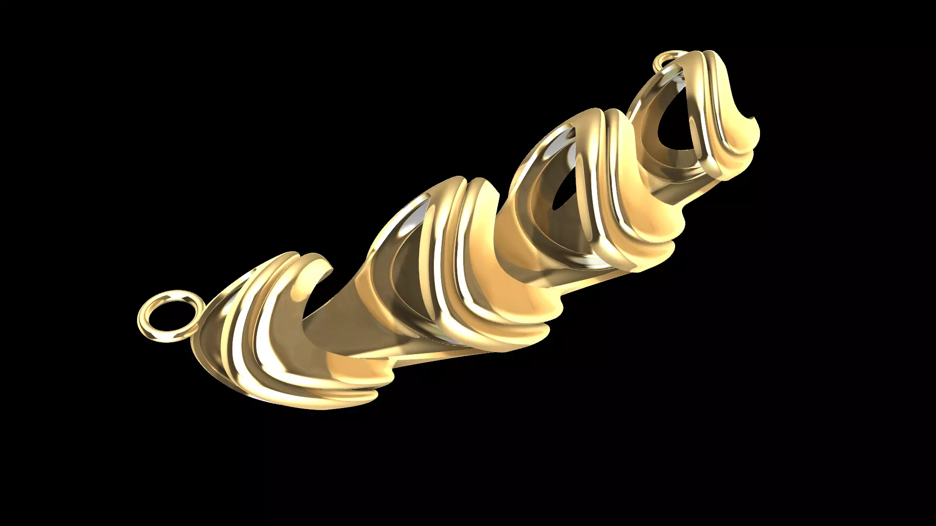 Twisted Modern Waves Pendant 3D print model_1