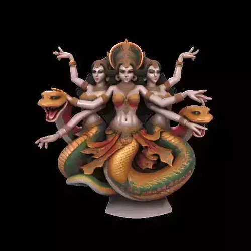 1931Indian Serpent Woman Dancer on Pedestal  magic