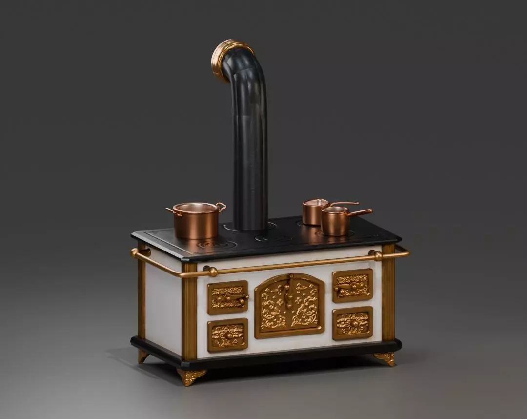 Old Victorian Cozy Stove Low-poly 3D model