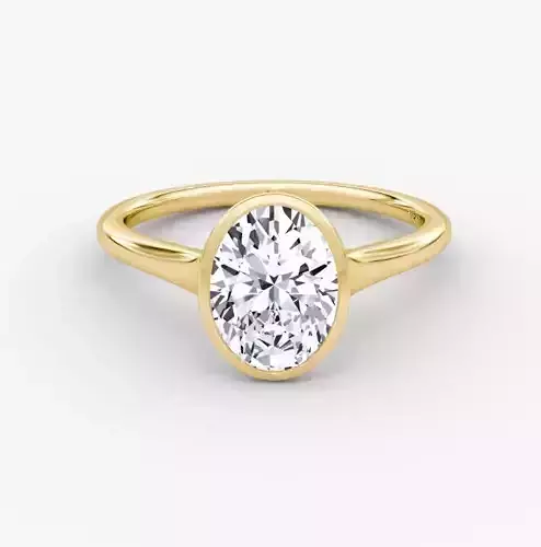 The flat edge bezel oval engagement ring