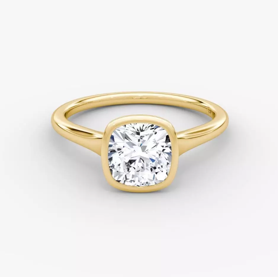 The flat edge bezel cushion engagement ring 3D print model