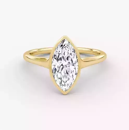 The flat edge bezel marquise engagement ring