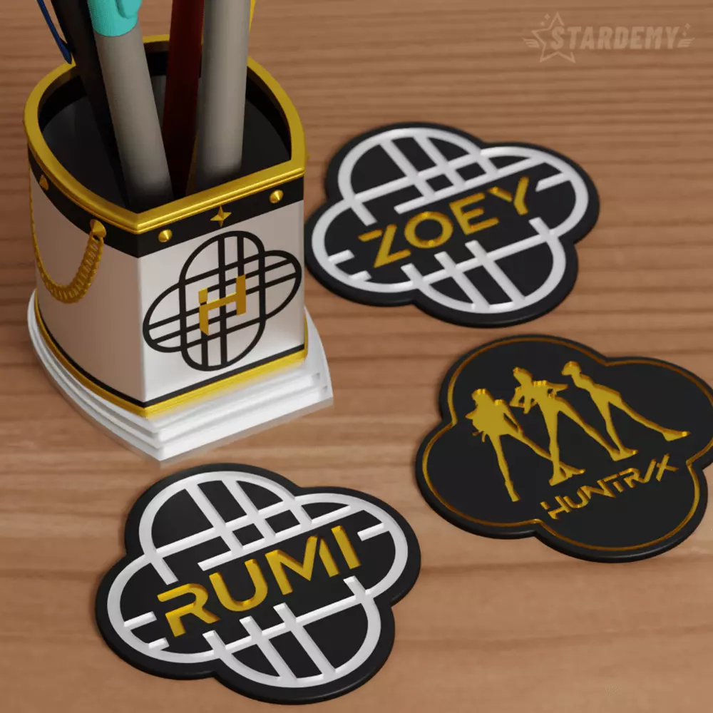 Huntrix Pen Holder Kpop Demon Hunters Coasters Rumi Mira Zoey 3D print model_3