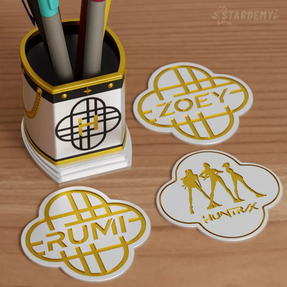 Huntrix Pen Holder Kpop Demon Hunters Coasters Rumi Mira Zoey 3D print model_6