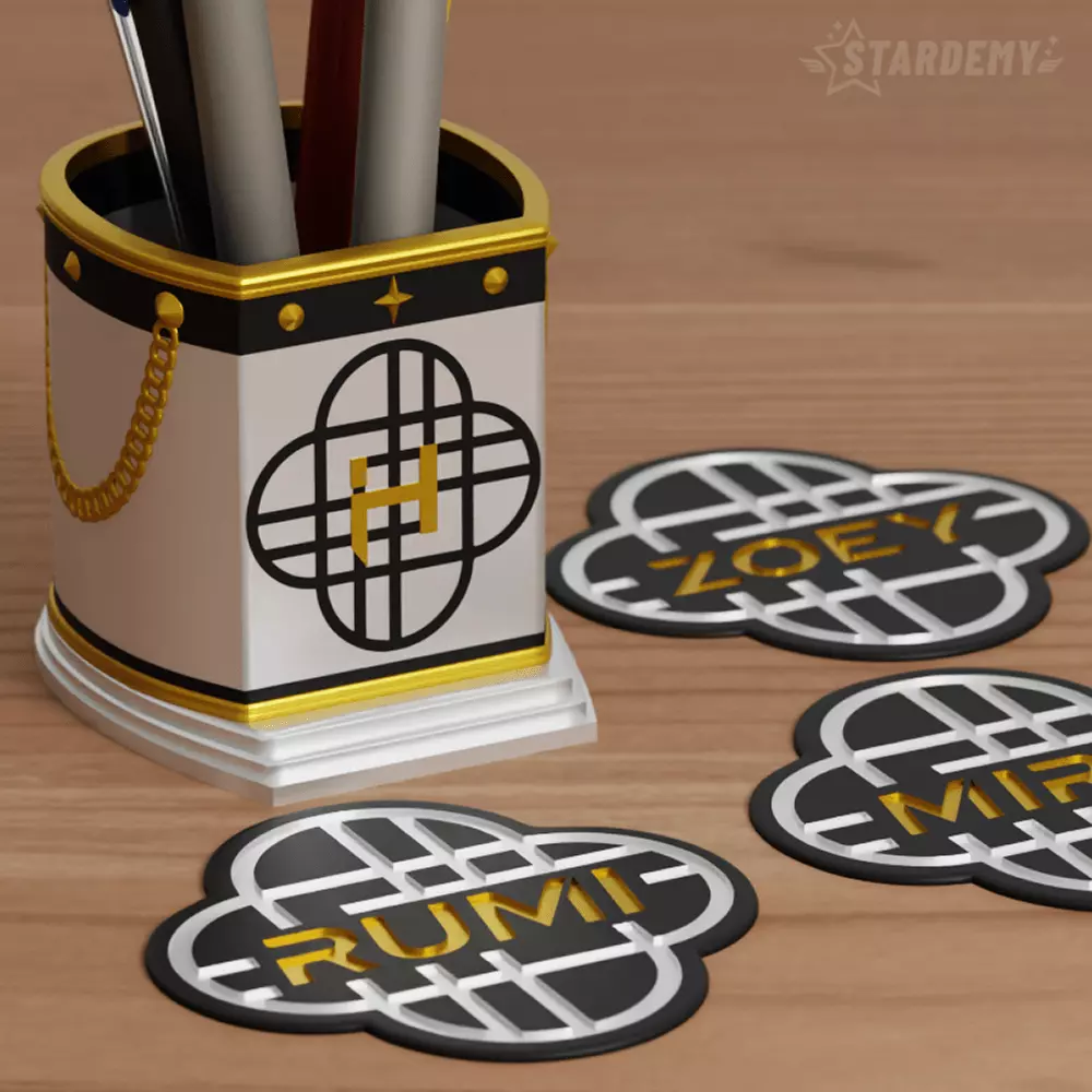 Huntrix Pen Holder Kpop Demon Hunters Coasters Rumi Mira Zoey 3D print model_2