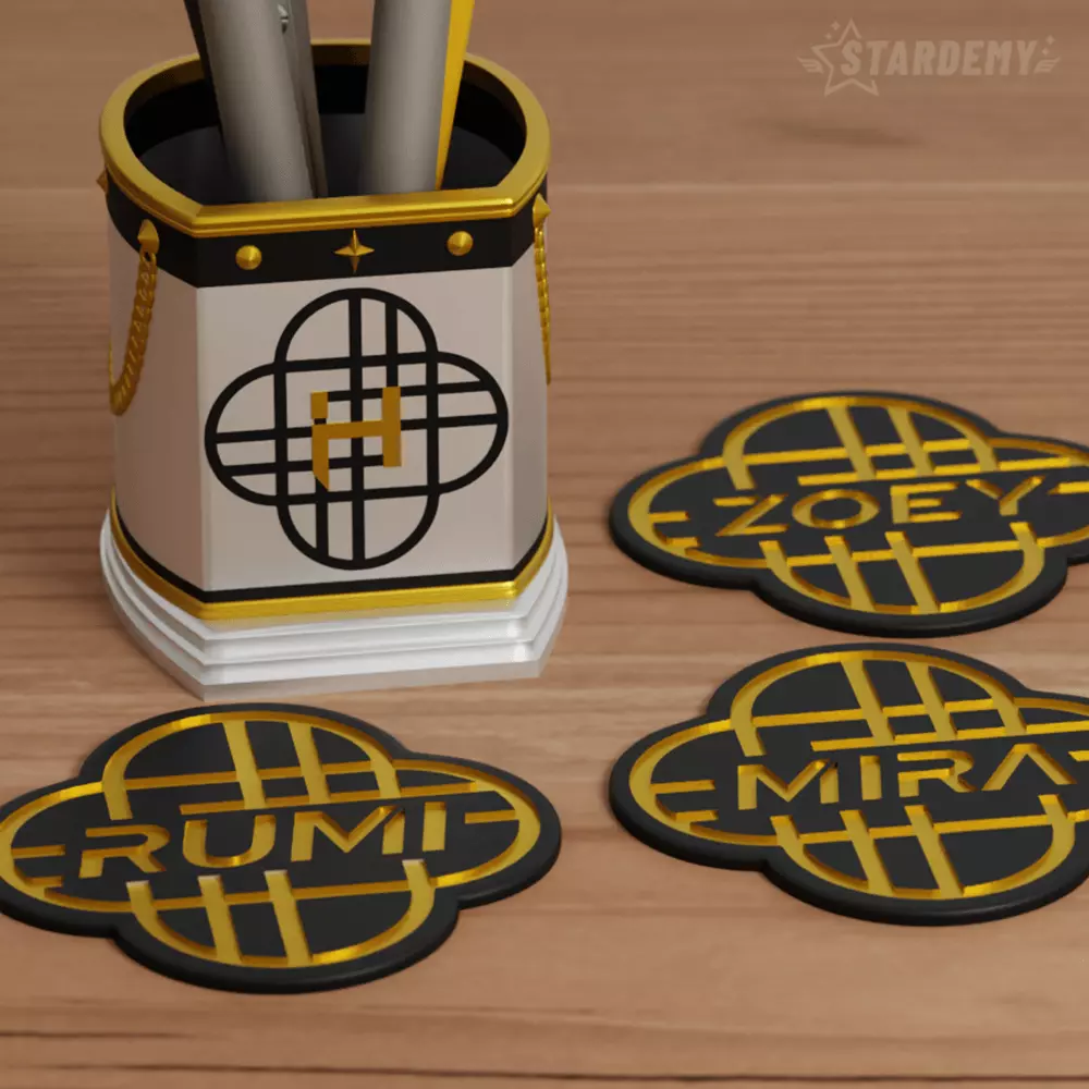 Huntrix Pen Holder Kpop Demon Hunters Coasters Rumi Mira Zoey 3D print model_4