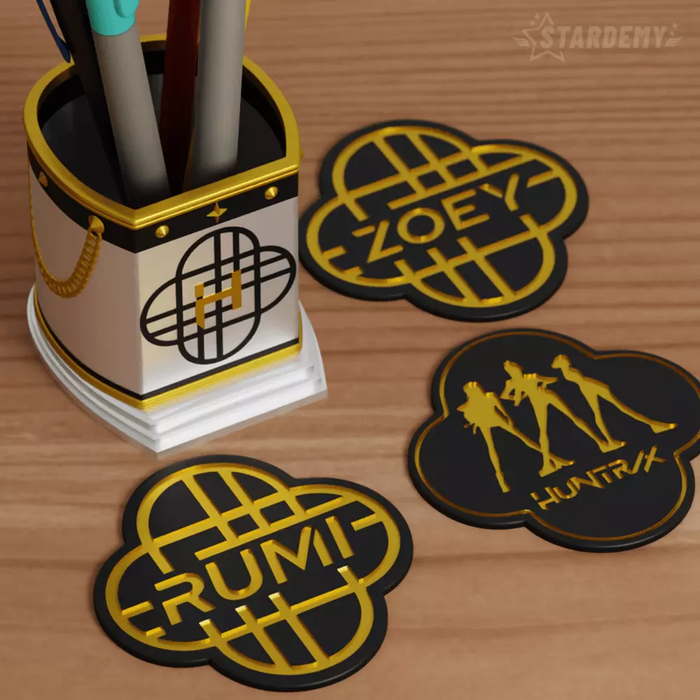 Huntrix Pen Holder Kpop Demon Hunters Coasters Rumi Mira Zoey 3D print model_0