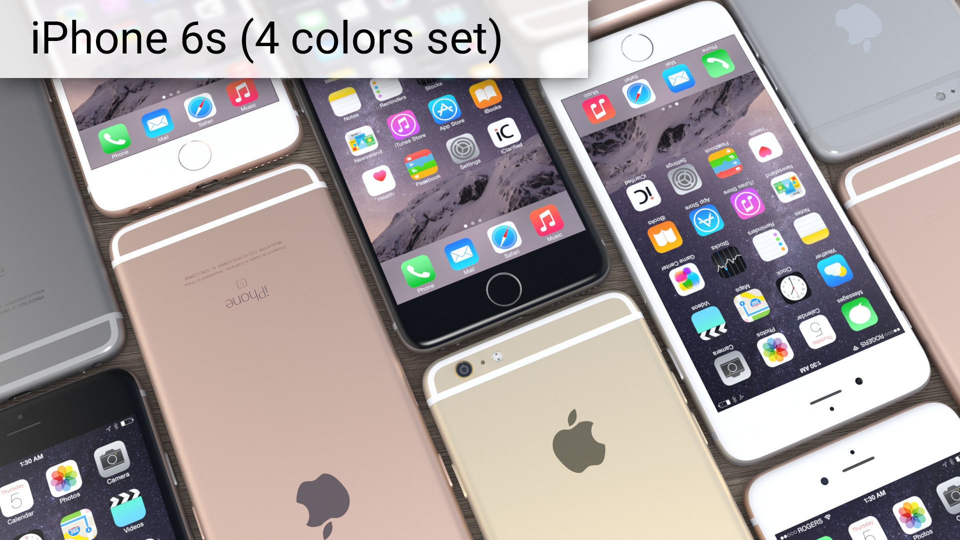 Apple iPhone 6s full set 4 colors Low-poly  3D model