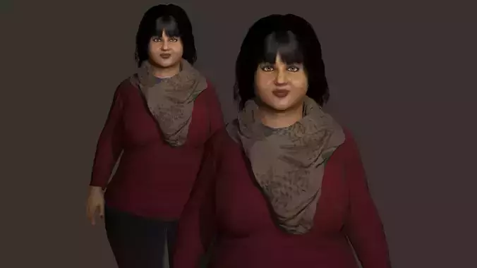 Realistic Fat Woman 3D Character Game Ready Rigged Casual