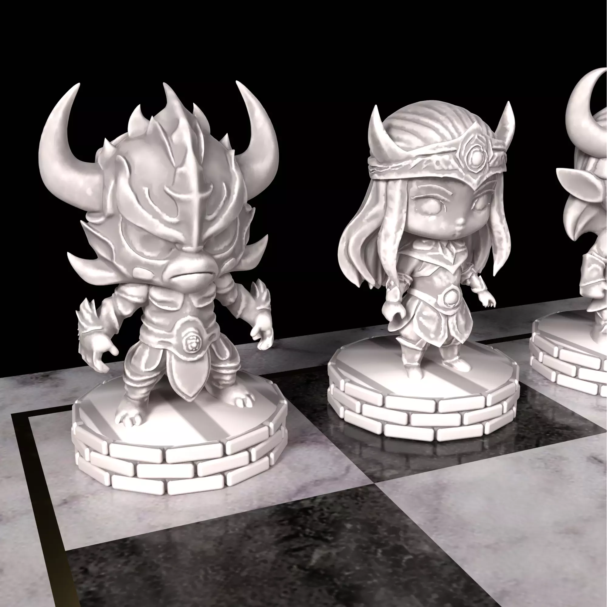 Viking Chess Set Odin Thor Loki Skadi Surtr 3D Printable 3D print model_18