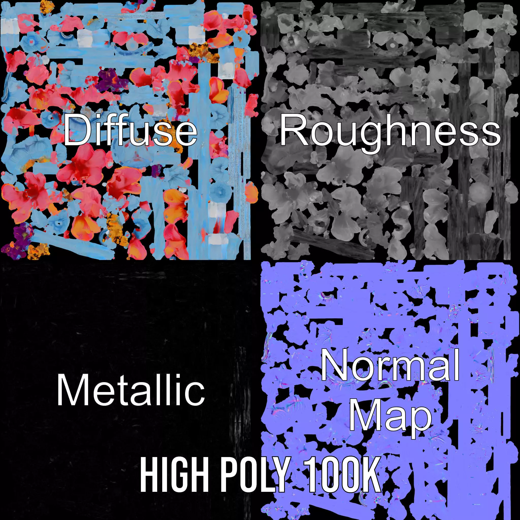 Floral Chandelier Model Pack with Decorative Elements Low-poly 3D model_4