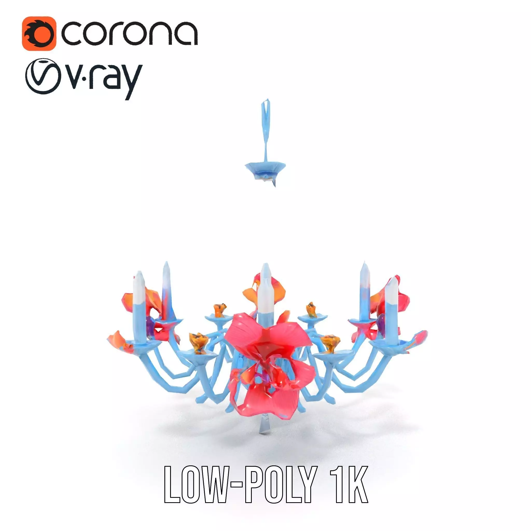 Floral Chandelier Model Pack with Decorative Elements Low-poly 3D model_23