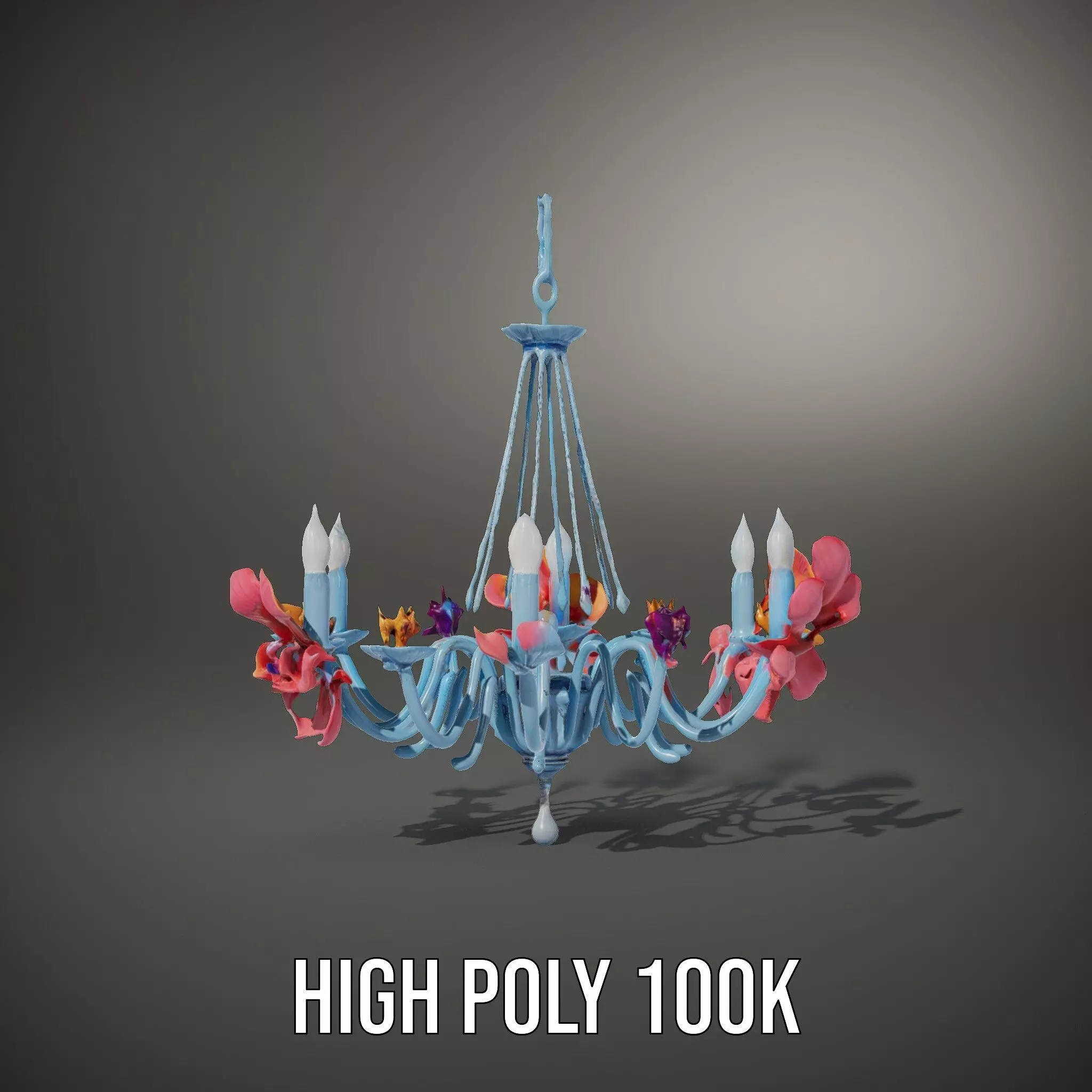 Floral Chandelier Model Pack with Decorative Elements Low-poly 3D model_13