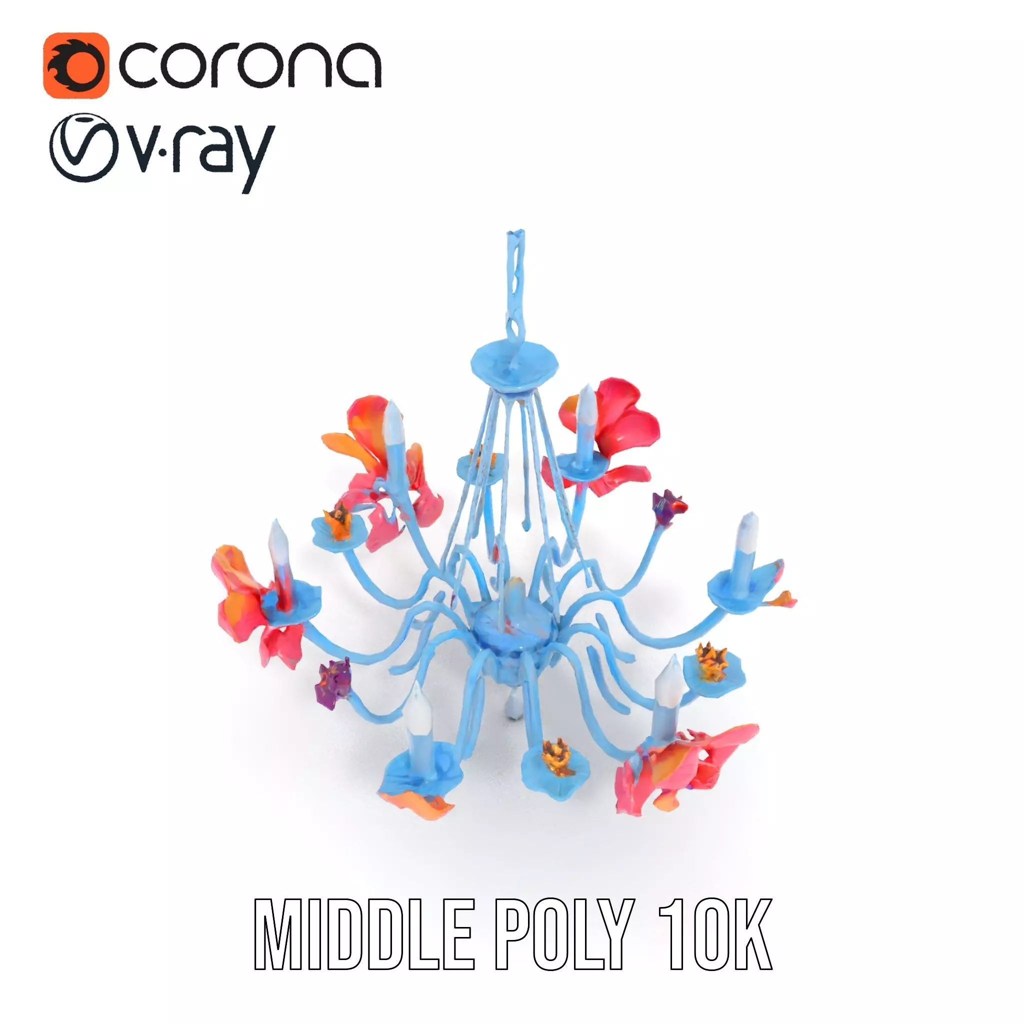 Floral Chandelier Model Pack with Decorative Elements Low-poly 3D model_6