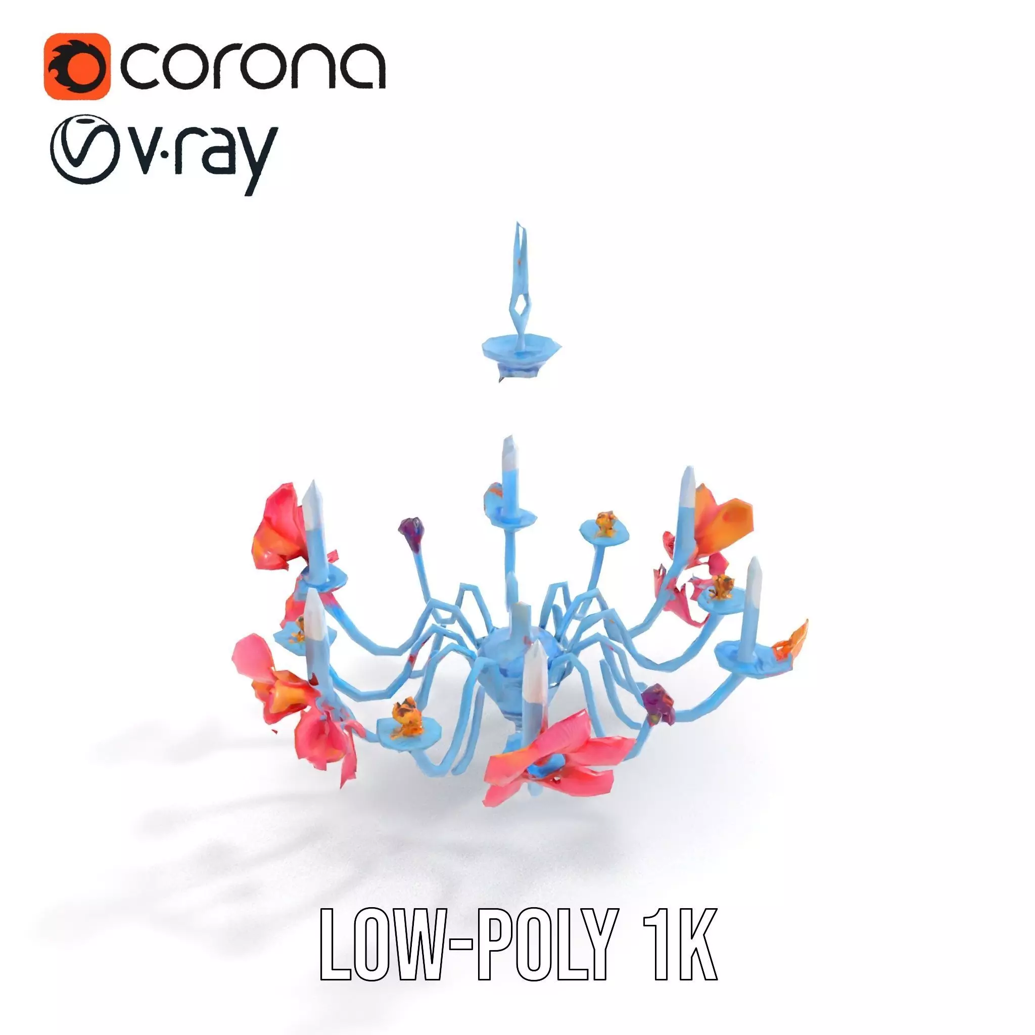 Floral Chandelier Model Pack with Decorative Elements Low-poly 3D model_8