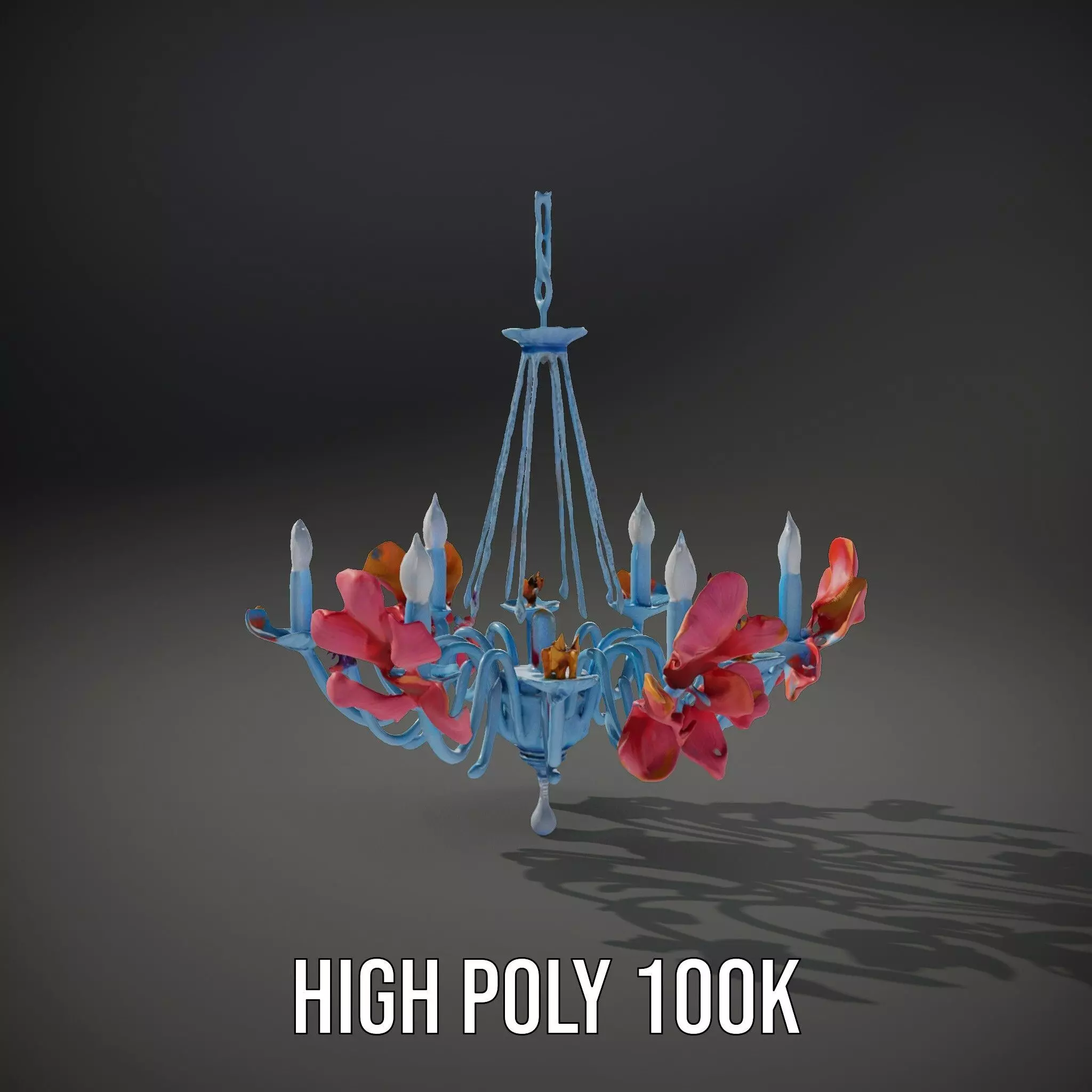 Floral Chandelier Model Pack with Decorative Elements Low-poly 3D model_10