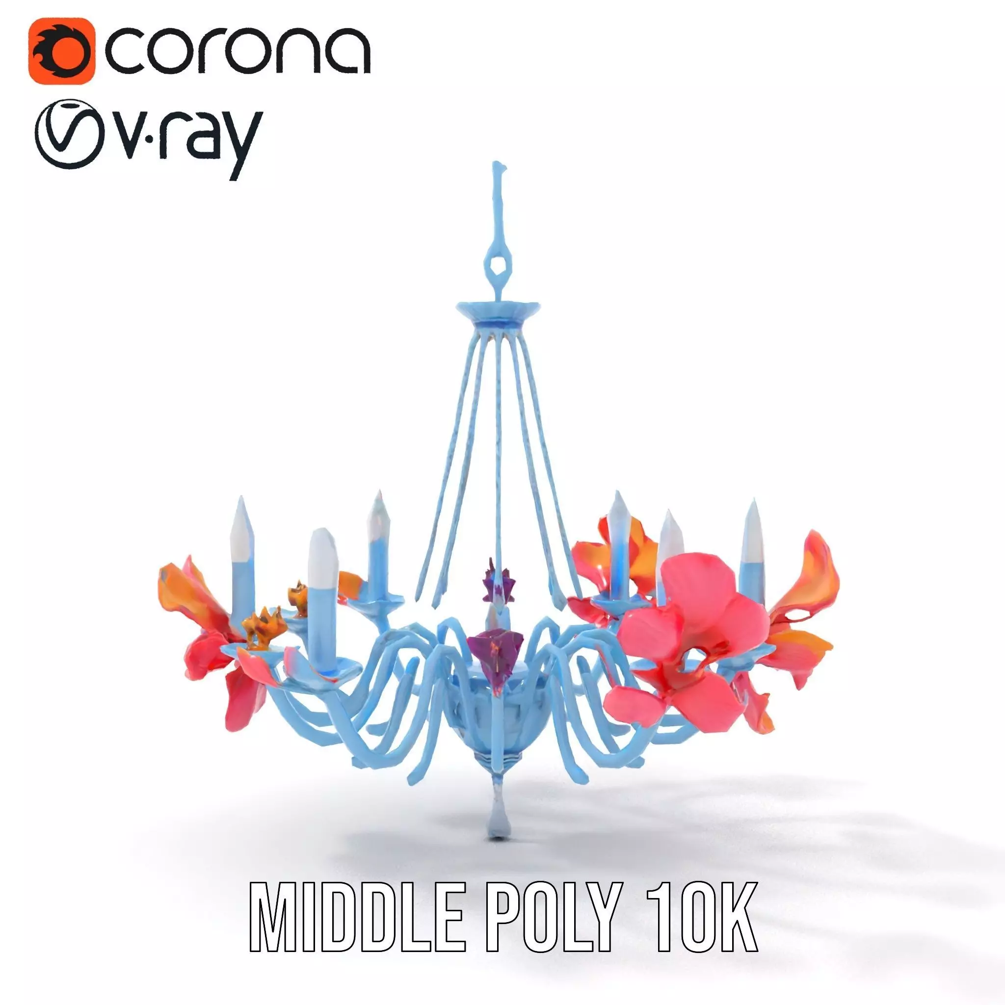 Floral Chandelier Model Pack with Decorative Elements Low-poly 3D model_22